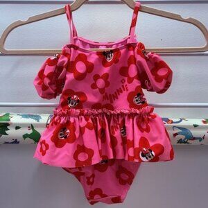 Disney Store Minnie Mouse Girls Pink Baby 1-piece Swimsuit size 3-6 Months NWT